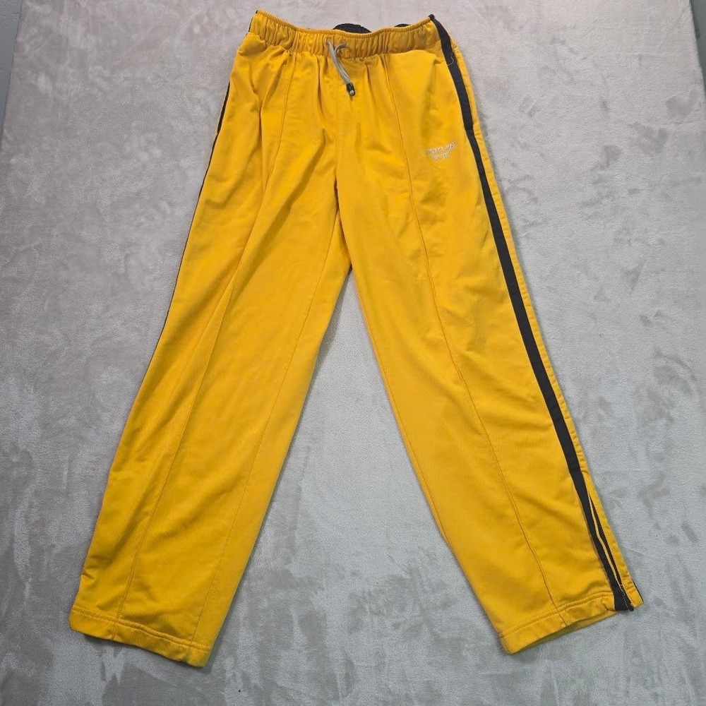 Athletic Works Mens Track Pants Medium Misty Yellow Side Stripe Zipper Hem M